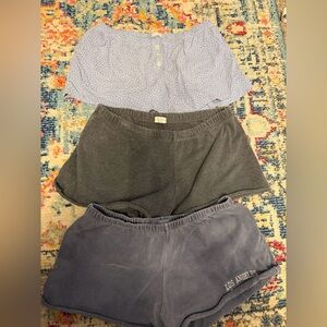 Casual Gray and Blue Shorts Set